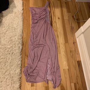 Jodi Kristopher purple prom dress